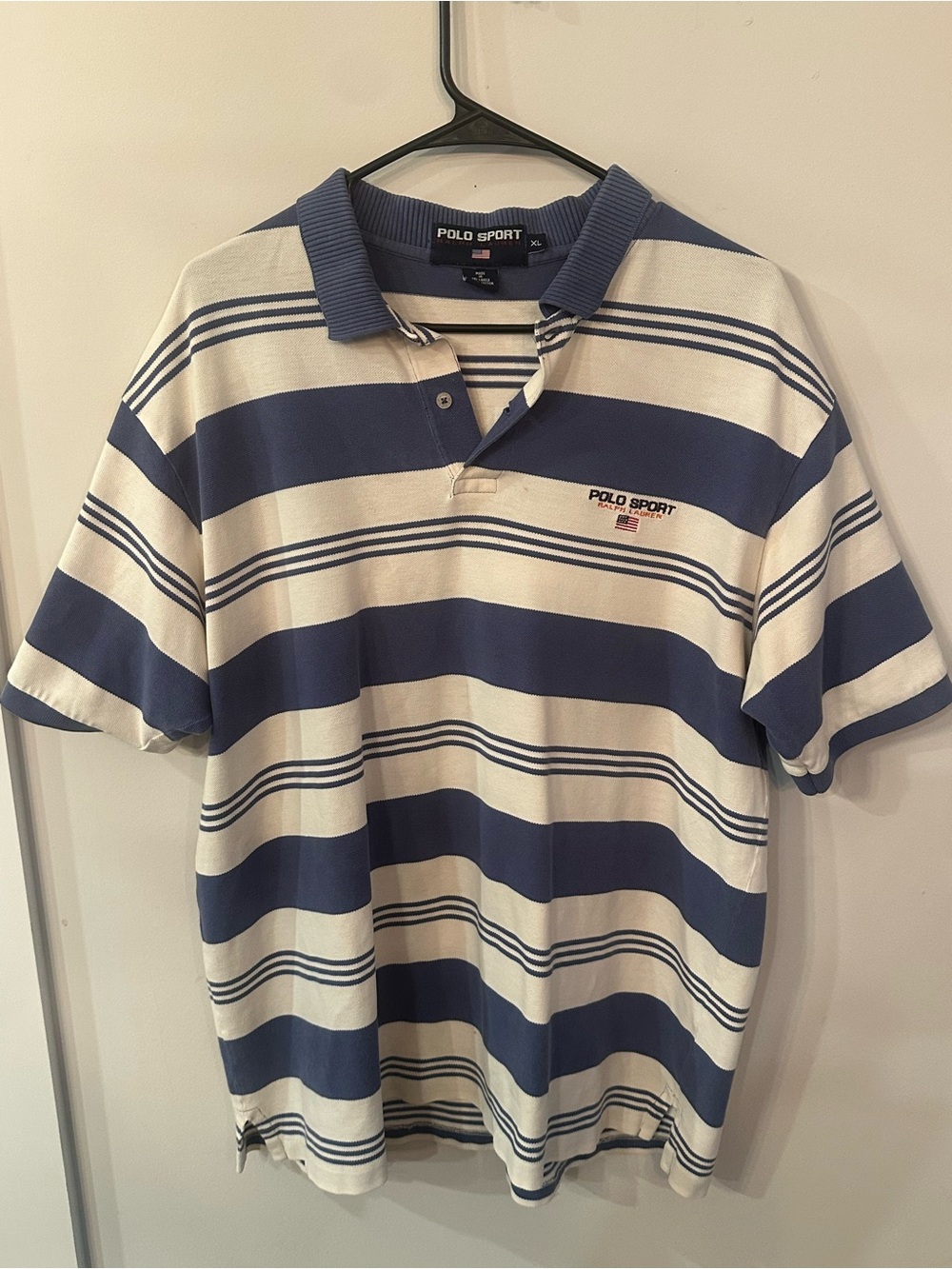 Vintage 90s Polo Sport Ralph Lauren striped polo shirt size XL 100% Cotton